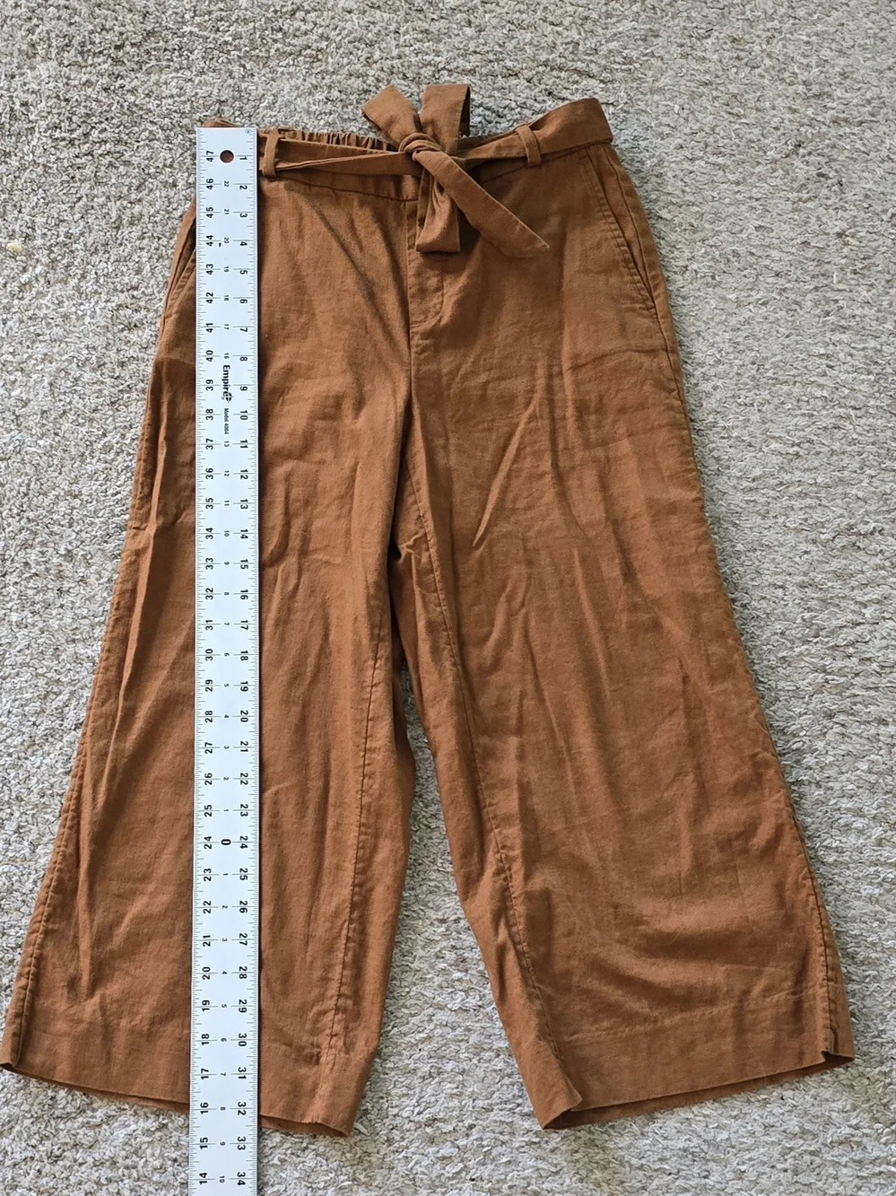 Banana Republic Brown Wide-Leg Linen-Blend Pants with Waist Tie